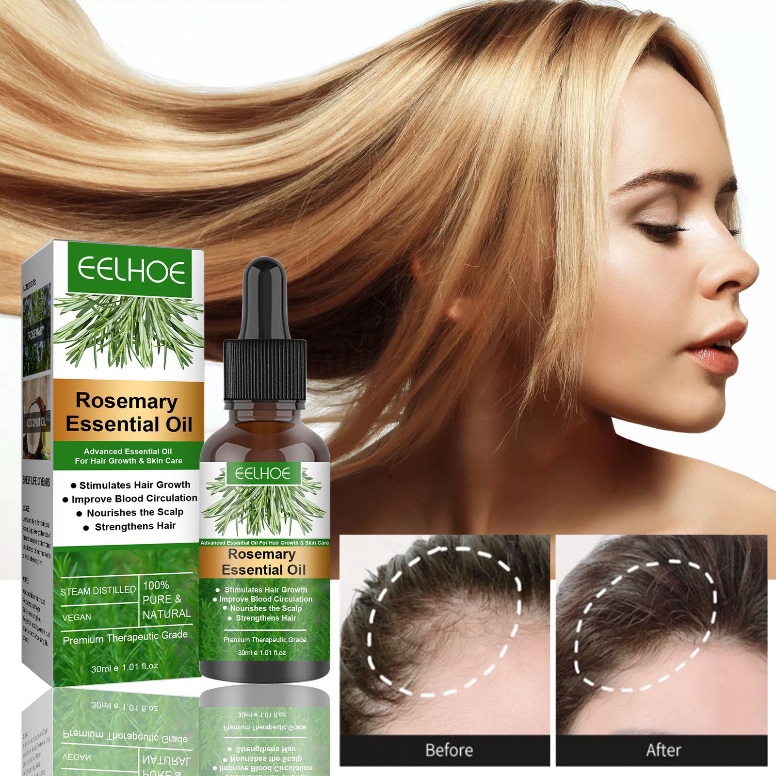 Productos de esencia para el rápido crecimiento y potente del cabello, tratamiento líquido con aceites esenciales que previenen la caída del cabello, cuidado capilar 20 ml